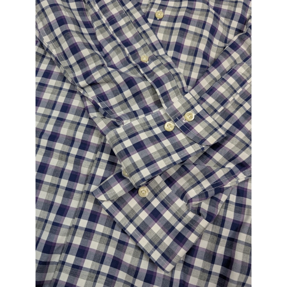 Brooks Brothers 346 Slim Fit Purple Gray Check L/S Shirt Men's Size 15.5 - 4/5 - Picture 6 of 6